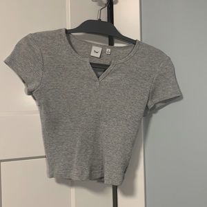grey waffle crop top